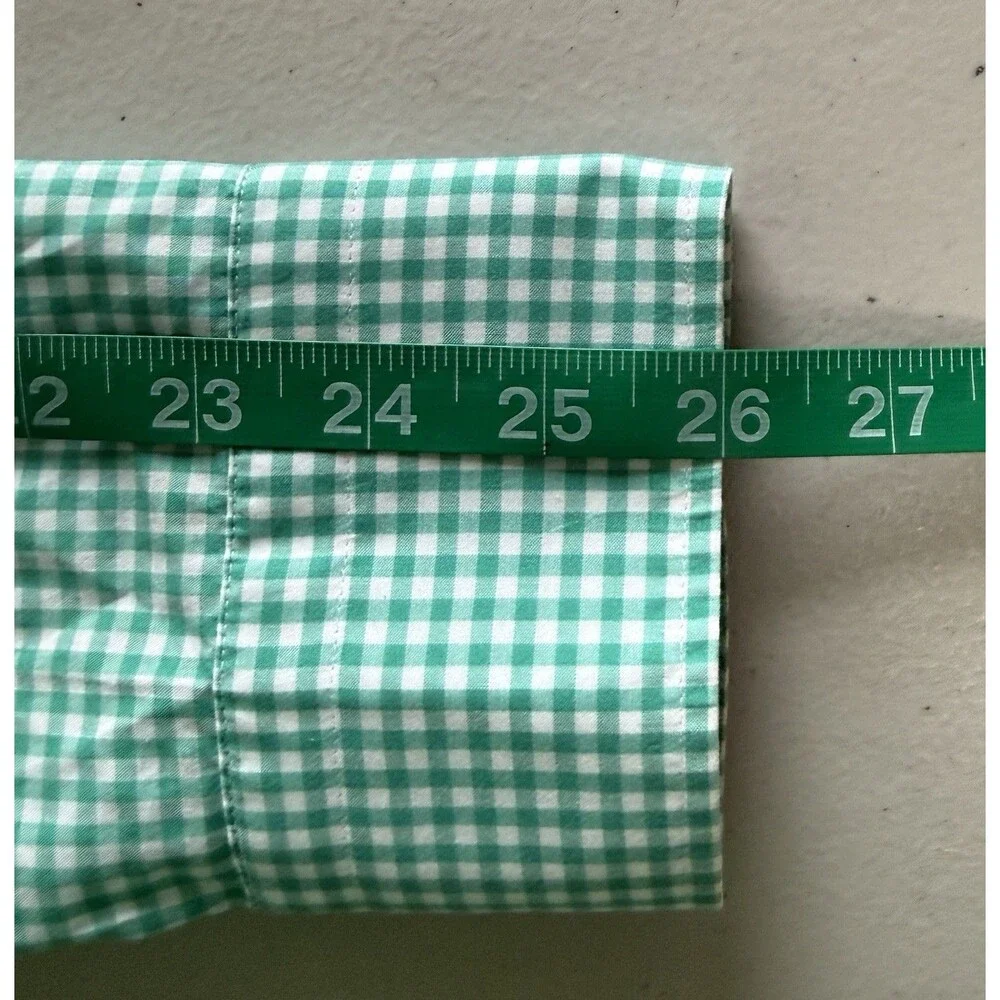 J Crew Ludlow Mens Size Lg Green Gingham Premium Dress Shirt‎ Button Down Preppy